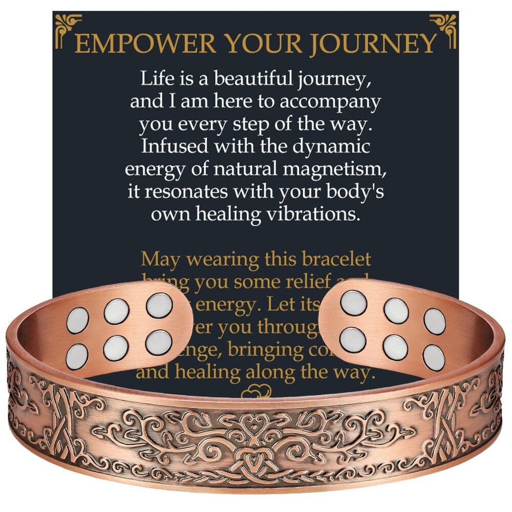 Copper Magnetic Bracelet Adjustable Men's Wellness Therapy Tree Design
